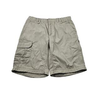 Columbia sz 32 10" inseam performance cargo zip pockets khaki packable shorts